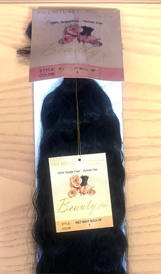 Beauty Plus 18” Wet and Wavy Human Braiding Hair